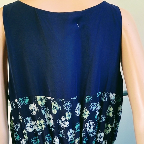 NWT LAUREN CONRAD CHIFFON SHEER OVERLAY LINED SLEEVELESS FLORAL POLY DRESS 14 - Picture 6 of 14
